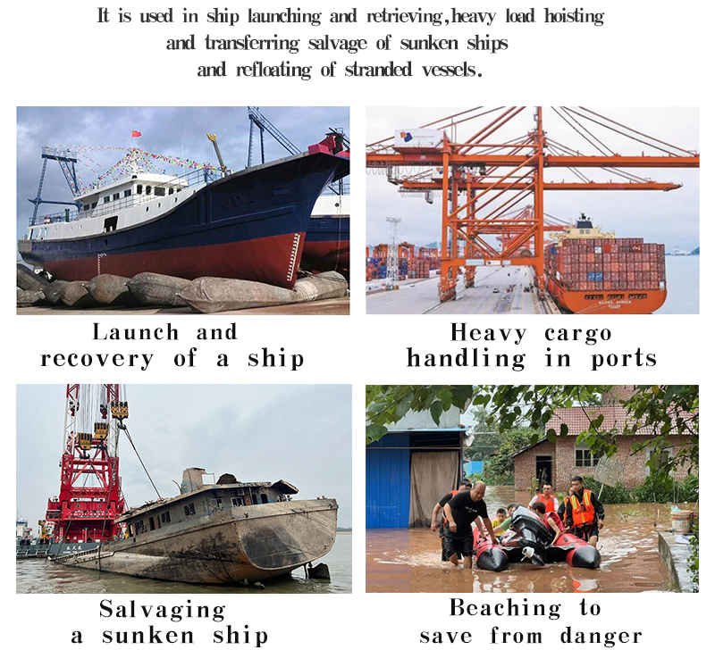 High Quality CCS-Certified Rubber Inflatable Lifting Marine Ship Airbag Factory-Priced Launching Salvage Airbags for Boats