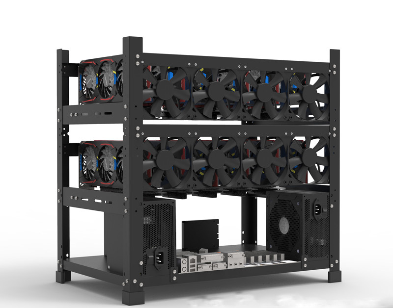 Машина снаряжения 12GPU горнорабочего Cryptocurrency Ethereum под открытым небом минируя с хороший охлаждать