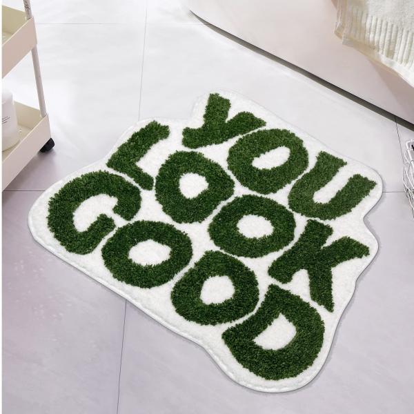 Polyester Fiber Letter Flocking Living Room Floor Carpets Minimalist Water Absorption