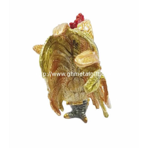Fancy Mini Rooster Metal Jewelry Box pewter jewelry box with rooster design