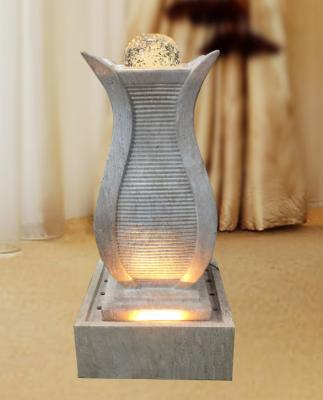 Lighted Marble Effect Wood Rattan Garden Fountain