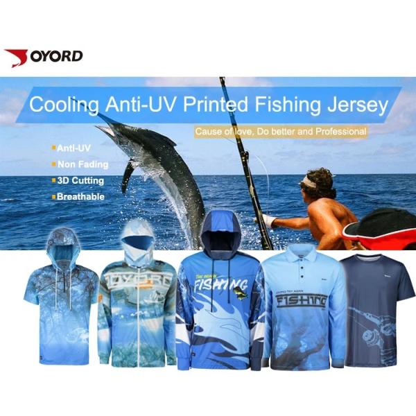 Sublimation Custom Fishing Jerseys , Design Your Own Fishing Jersey Sun UV Resistant