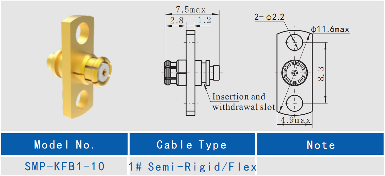 SMP Female Gold Right Angle RF Connector для подключения полутвердого/гибкого кабеля