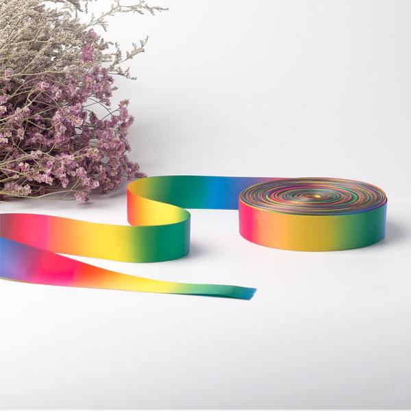 Eco-friendly Custom Printed Foldover Silk Stretch Elastic Rainbow Ribbon Elastic and Vibrant