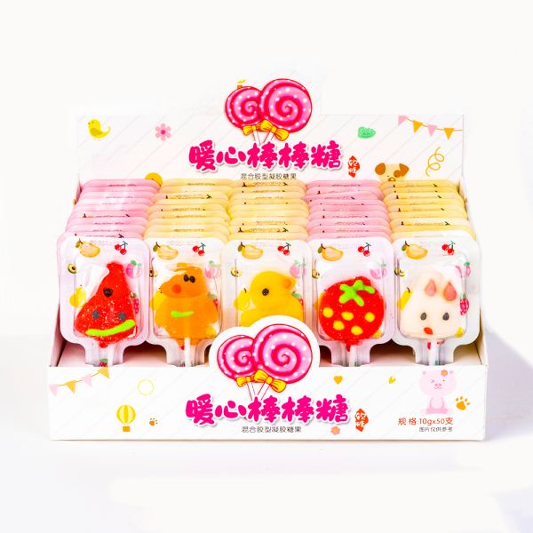 Colorful Gummy Candies Cartoon Shape Soft Lollipop Candy Fruit Flavor Candy Sweets