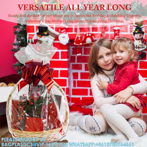Large Cello/Cellophane Bags,30x 40 Inches Clear Basket Bags OPP Plastic Cellophane Wrap For Gift Baskets Packaging