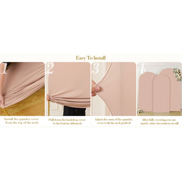 3 Piece Nude Arch Covers ,Spandex Arch Backdrop Cover for Wedding、 Baby Shower 、Birthday Party 