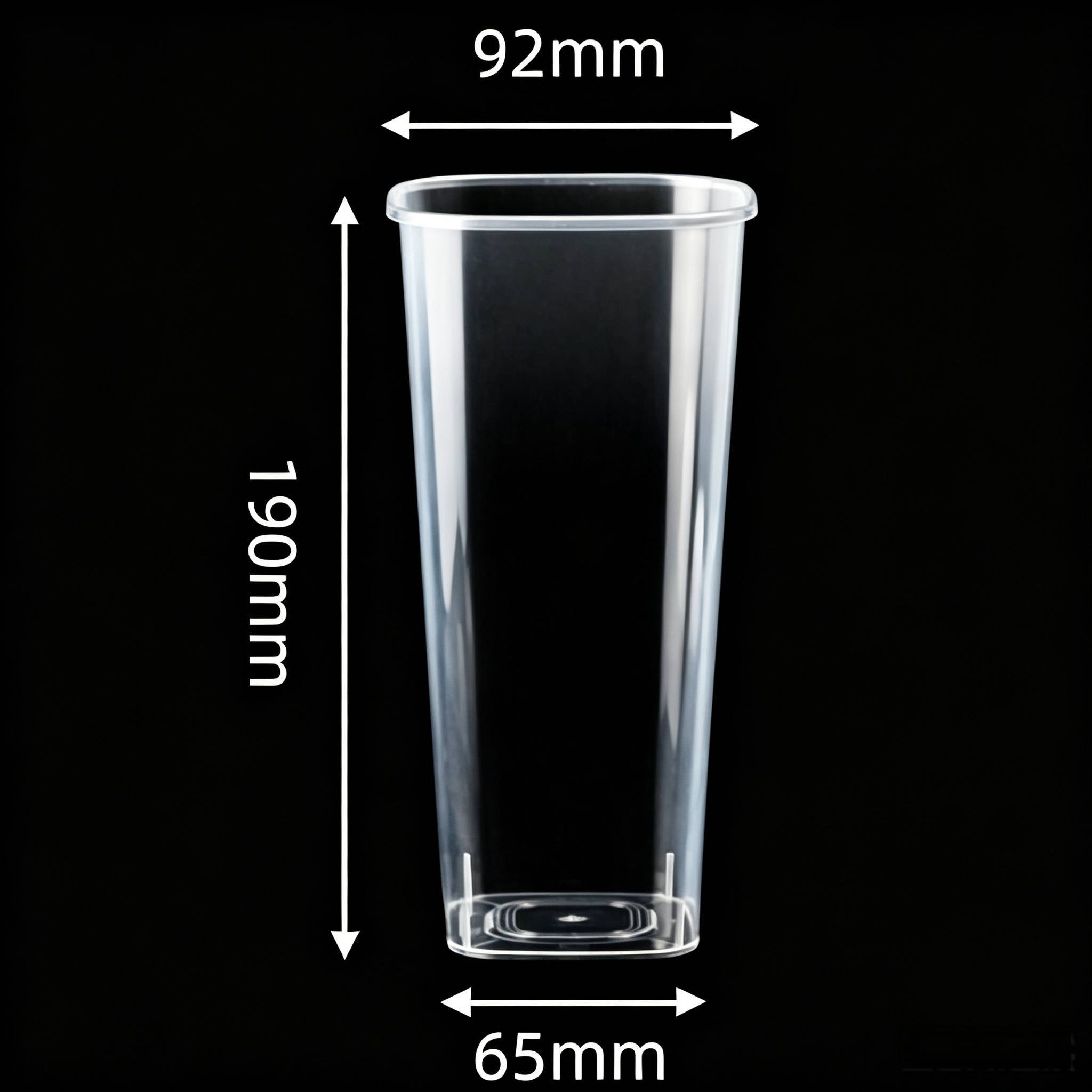 Custom Size 960ml Clear Square PP Plastic Cups For Jumbo Fruit Tea Sharing