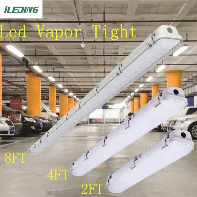 85 CRI LED Vapor Tight Garage Light Fixture Switchable 2FT Tri-proof Light for Workshop IP66 Waterproof
