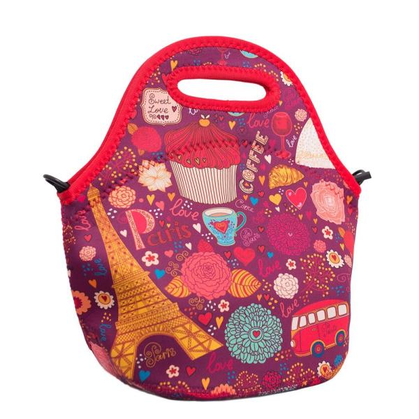 Personalized Lunch Tote,Retro Floral Neoprene Lunch Bag,Custom Name Date Lunch Bag Insulated,Birthday Gift for Mom Women