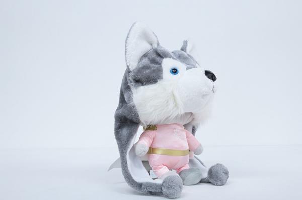 Grey / White Husky Dog Plush Toy , Adorable Siberian Husky Stuffed Animal