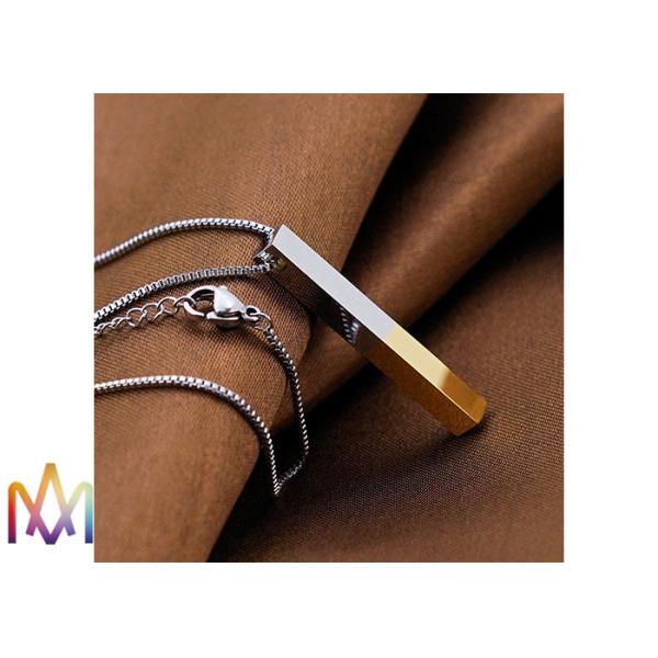 Mylongingcharm Mix Color Cuboid Bar Pendant Mens Engraved Necklace