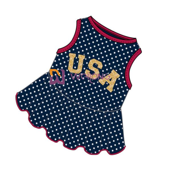 Glitter Print USA Rubber Star CVC Jersey Dog Dress Male Customized