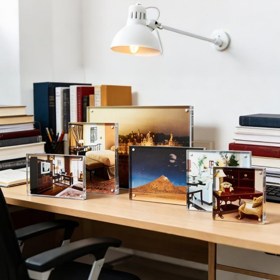 4x6 Inch Acrylic Photo Frame with Double-Sided Display and Magnetic Closure for Desktop