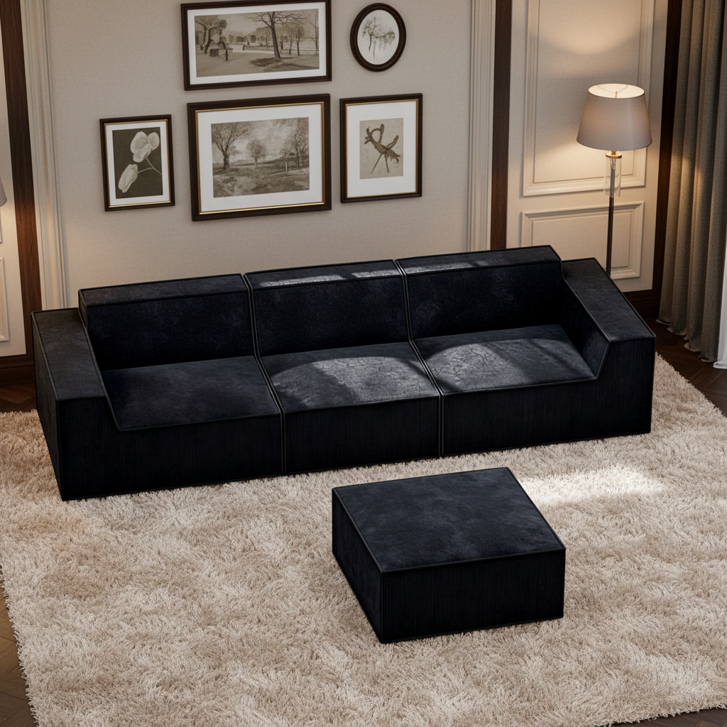 Multi-Functional Customized Couch Fabric Sets Comfortable Compressed Sofa with Sponge Filling Convertible for Living Room Use