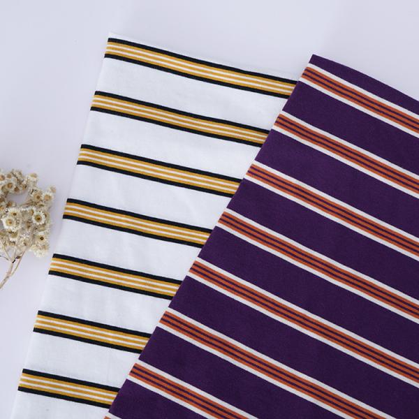 Plain Cotton Sweat Absorbent Striped Knit Fabric For T - Shirt