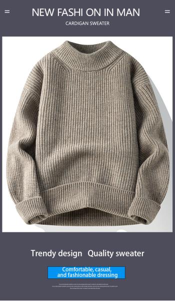 Stylish Men s Pullover Sweaters with Ribbed Hem Style from for Benefit Loose wired round neck sweater knit top