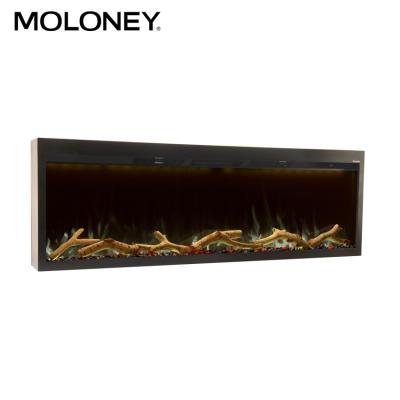2040mm Glass Fronted Wall Mounted Electric Fires Linear In Wall Gentle Warm-Air