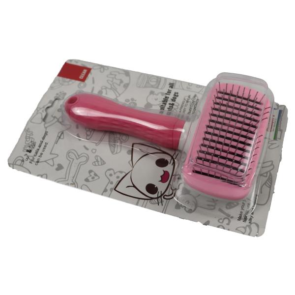 Massaging Shell Shedding Pet Comb Brush Steel Button That Cuts Hair Removal