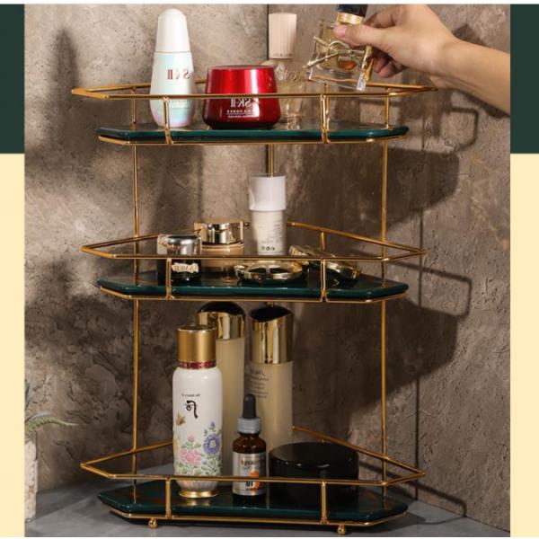 Stainless Steel 3 Tier Triangle Storage Rack , 3KG Cosmetics Storage Rack