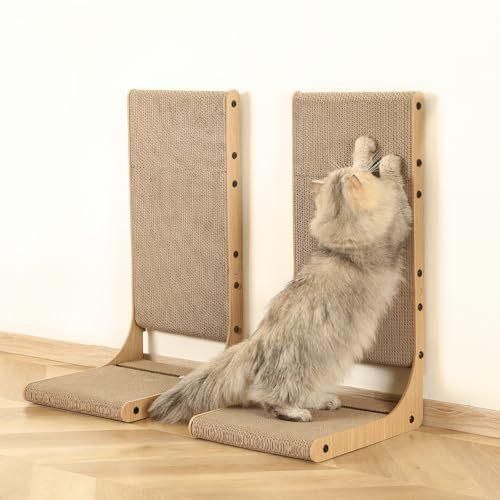 2-Pack Cat Scratching Board, 25.6'' Tall Cardboard L Shape Vertical Cat Scratchers for Indoor Cats, Cat Scratching Post