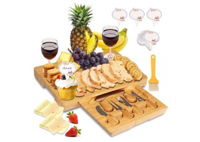 Unique Design Bamboo Cheese Board With Tools Square Shaped FSC Approved