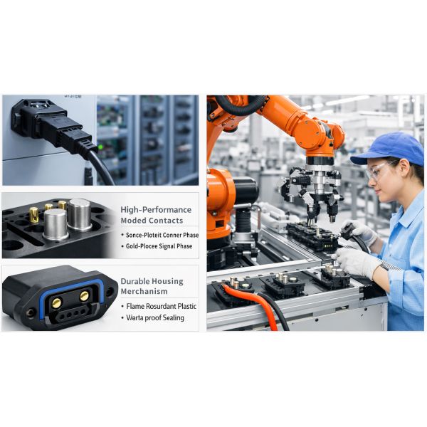 40A AC 2+6 Power Socket Connector 72V 3000 Cycles Industrial