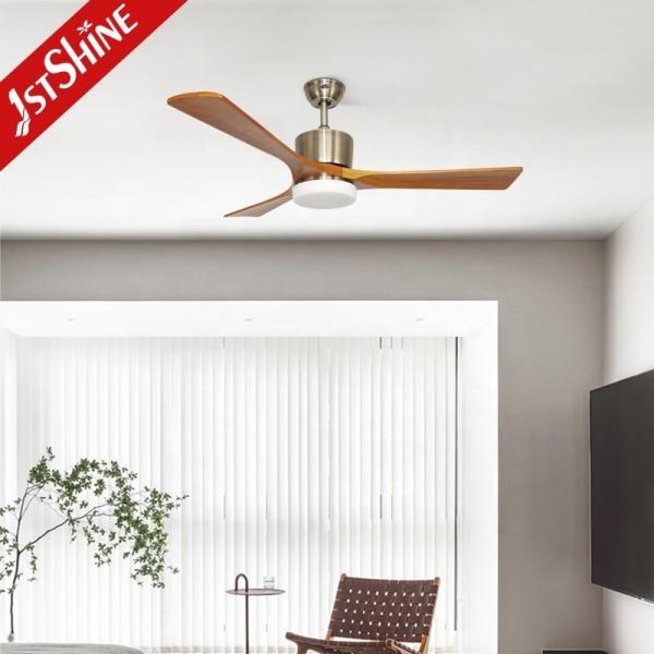Ventilador de teto de madeira maciça de 52 polegadas com soluções de iluminação inteligente e inteligente