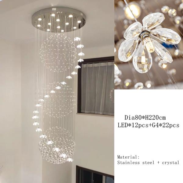 Modern Long Staircase Crystal Chandelier Lighting Indoor Lighting Hanging Luster(WH-NC-27)
