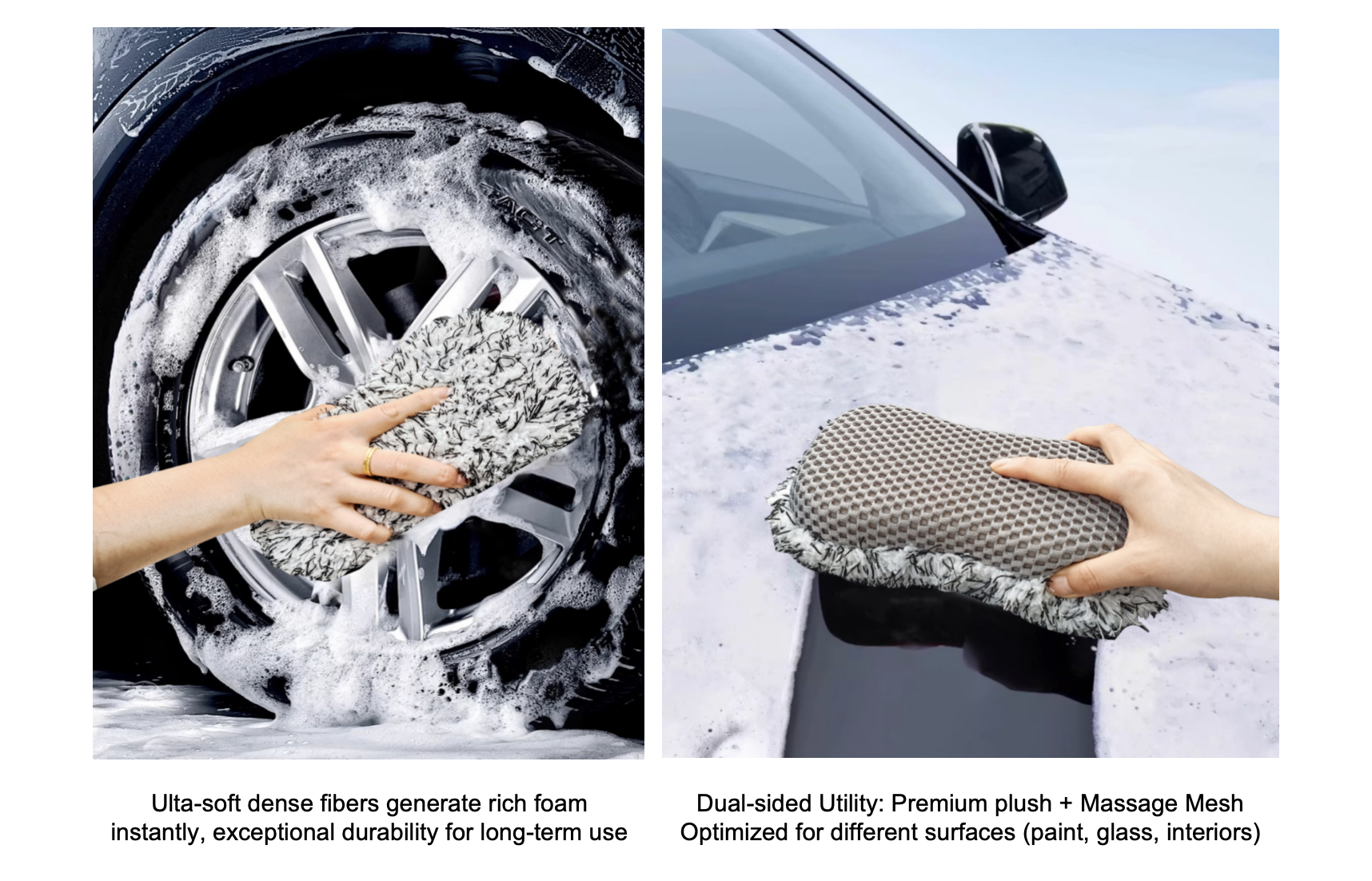 2 in 1 Car Detailing Sponge High Density 8 Shaped Plush Microfiber Car Wash Sponge