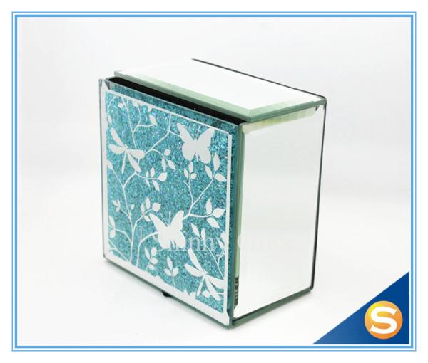 Butterfly Design Mirror Glass Jewelry Box Wedding Favor Collective