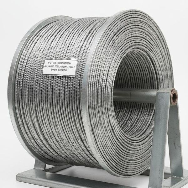 Galvanized Steel Aircraft Cable 1/16 Diameter 3000m Length with 1770 MPa Tensile Strength for Safety Protection