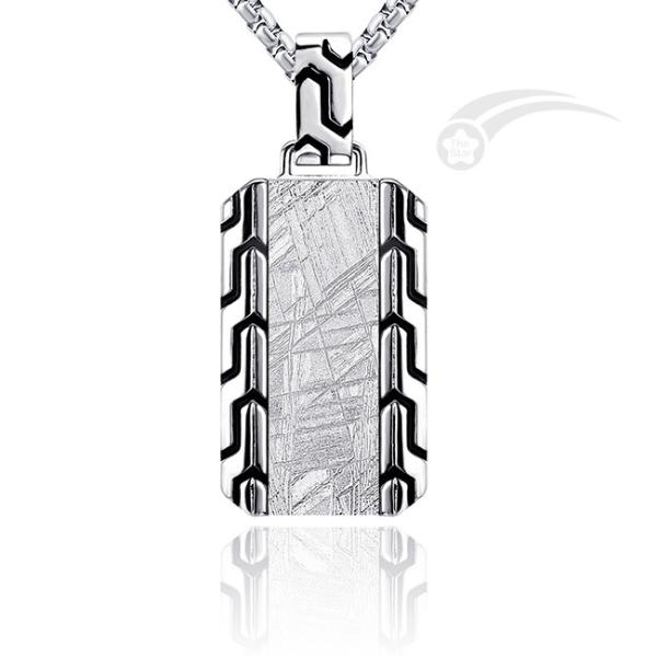 Muonionalusta  Iron Meteorite Pendant Stainless Steel Dog Tag Pendant 18*30mm