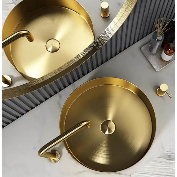 Luxury Modern Stainless Steel Vessel Sink Bowl Brushed Gold Color For Hotel