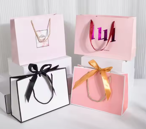 Custom Silver Paper Gift Bags for Fashion Boutiques