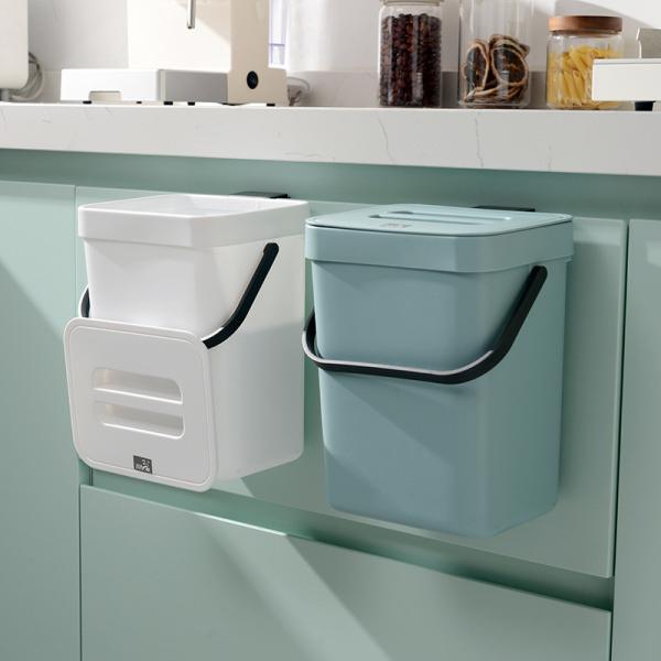 Wholesale Kitchen Perforation-free Trash Can Household Large Cabinet Wall Hanging Bathroom Desktop Garbage Basket with Lid