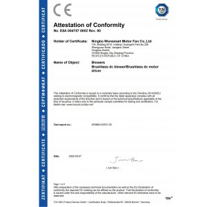 Ningbo Wonsmart Motor Fan Co.,Ltd Certifications