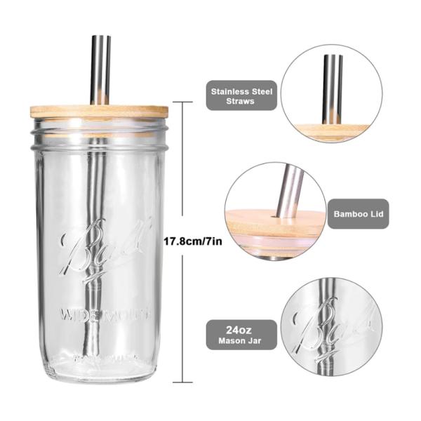 Smoothie рта каменщика чашек чая пузыря 500ml многоразовый широкий придает форму чашки чашки выпивая стекел опарника каменщика