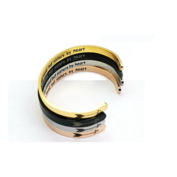 Titanium steel gold c shape bracelet lady jewelry Mother Thanksgiving Christmas gift engraved ornaments logo words