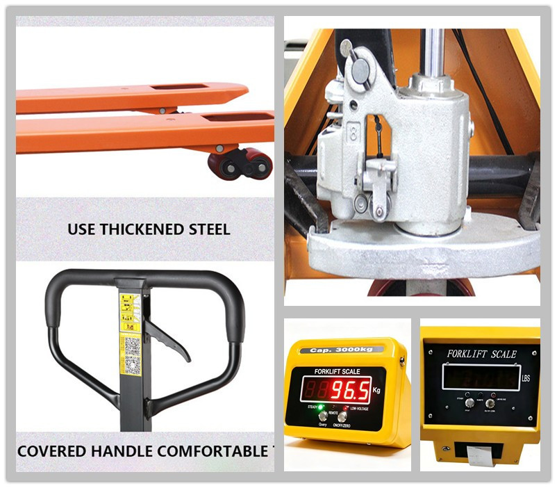 High Precision Industrial Pallet Truck 2000kgs 3000kgs Hydraulic Pallet Jack With Built In Scale