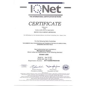 Xian WANTOK Hardware Tools Co. LTD Certifications