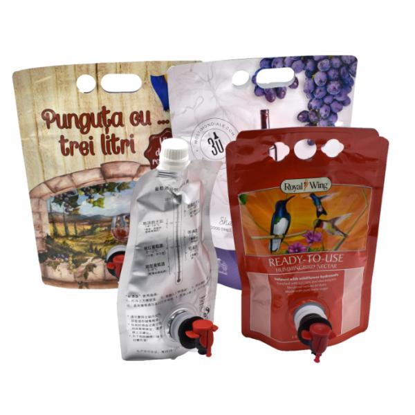 Double Bottom 1.5L 3L 5L Aluminum Foil Spouted Pouches Packaging Bags With Spigot