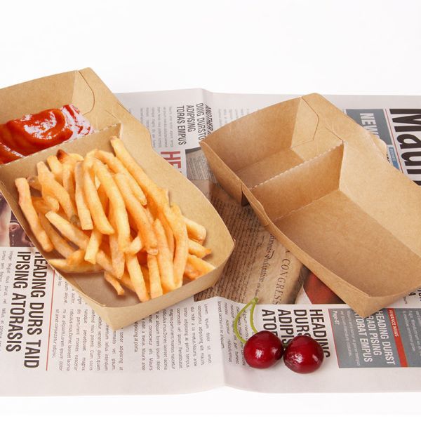 Food Grade Disposable Kraft Paper Box Paperboard Trays Packaging