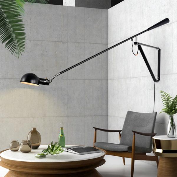 Art Decor LED Wall Mounted Bedside Light White Black Adjustable Long Arm Plug in Wall lamp (WH-OR-04)