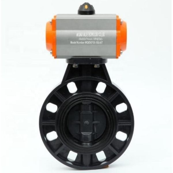 UPVC Wafer Pneumatic Butterfly Valve EPDM Seat Anti-Corrosion Plastic Butterfly Valve for Chemical Sewage Pipeline