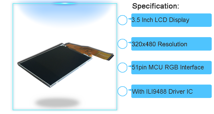 2.8V Small TFT Screen 320x480 LCD ILI9488 Display Module 3.5 Inch