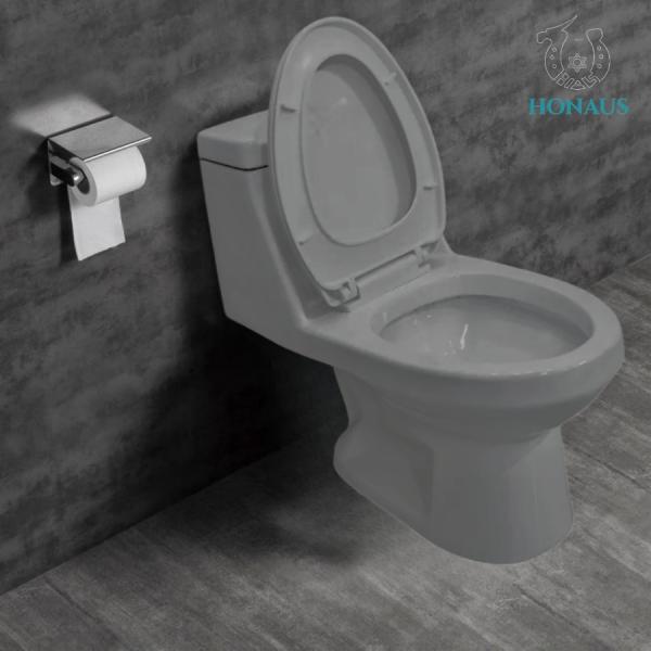 Traditional Single Piece Water Closet Commode Anti Stain Glazed Odor Isolation