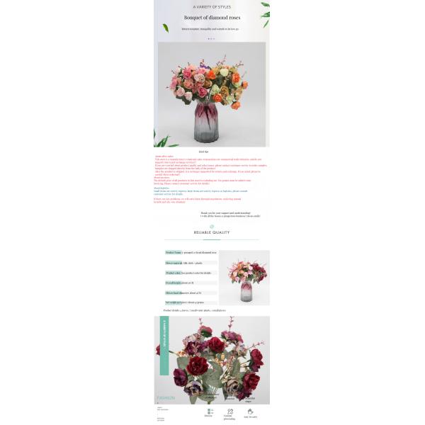 Stunning Silk White Artificial Diamond Roses for Wedding Home Festive Embellishments