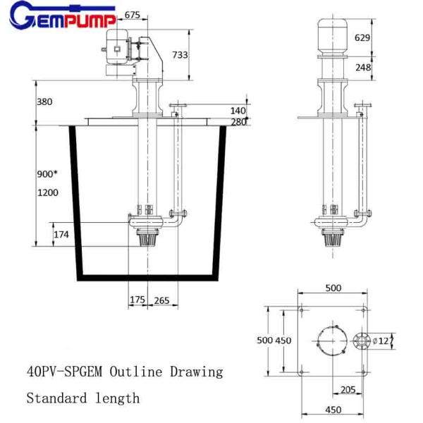 39m3/H Vertical Long Shaft Pump 4140 Mild Carbon Steel Slurry Sump Pump