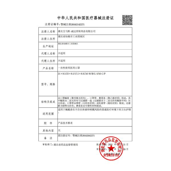 Máscara para uso médico en el hospital